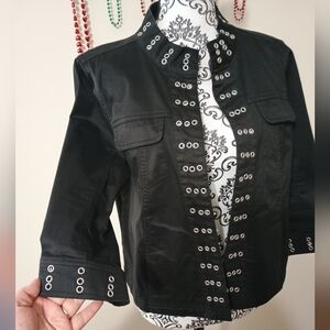 Live A Little Black Grommet Accent Jacket Medium